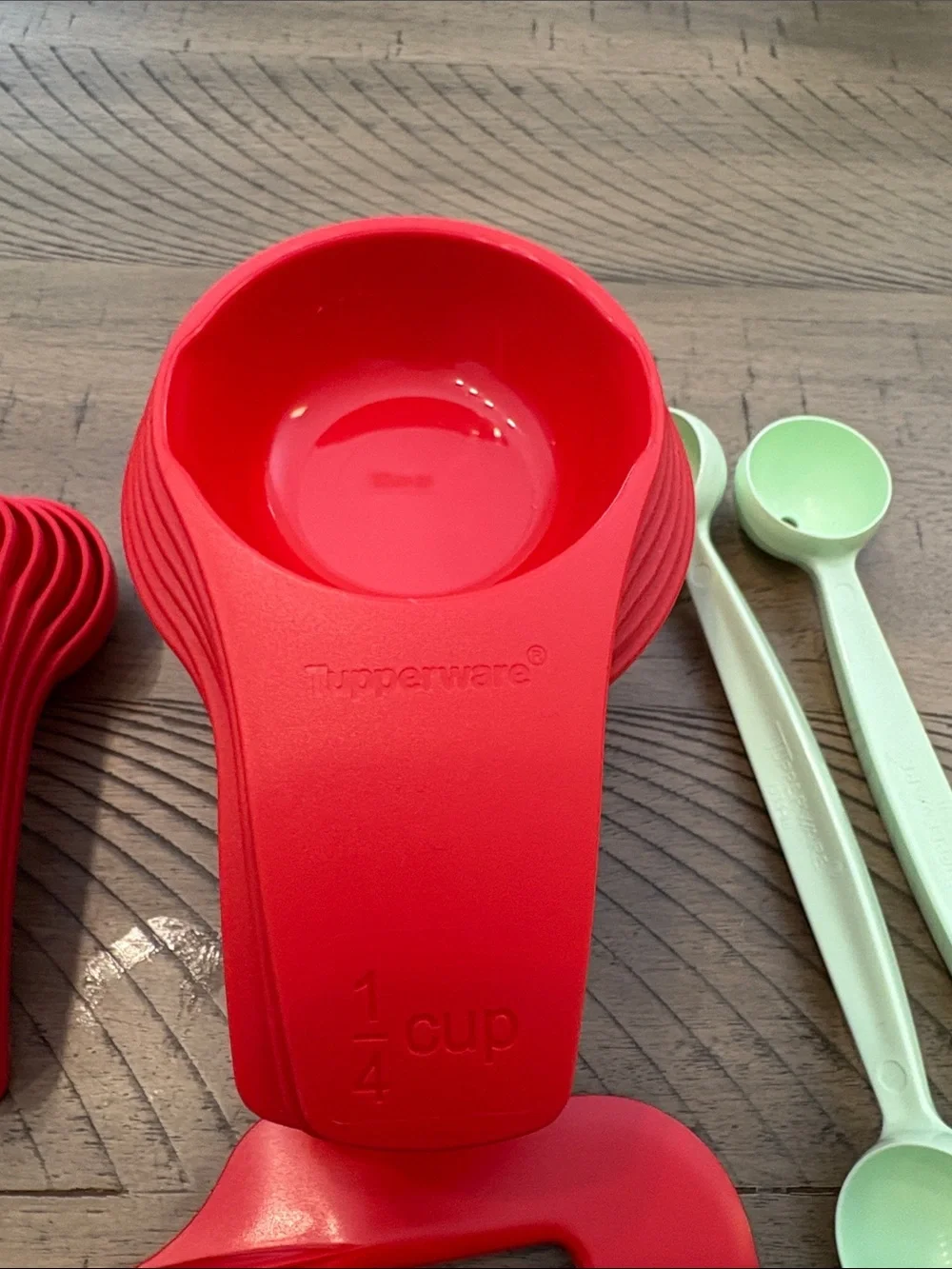 Tupperware Red and Light Green Measuring Spoon- Multipurpose Kitchen Tools 751